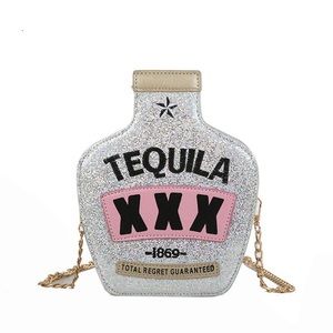 Glitter Tequila bottle Crossbody Bag